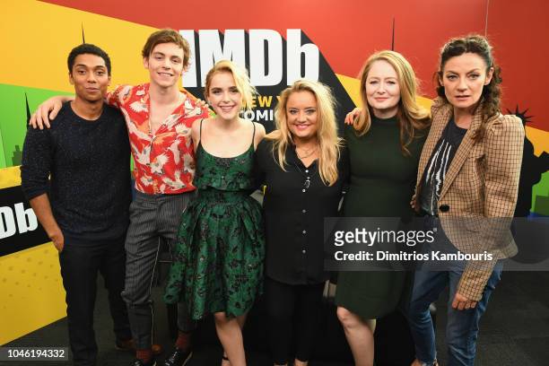 Chance Perdomo, Ross Lynch, Kiernan Shipka, Lucy Davis, Miranda Otto, and Michelle Gomez of 'Chilling Adventures of Sabrina' attend IMDb at New York...