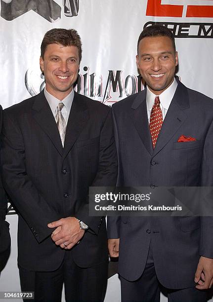 Tino Martinez and Derek Jeter during Party for ESPN The Magazine's "Next" 2003 Athlete Year End Issue at EXIT in New York City, New York, United...