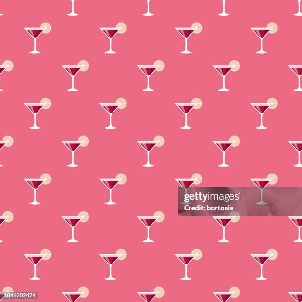 valentine's day cocktail seamless pattern - couple plain background stock illustrations