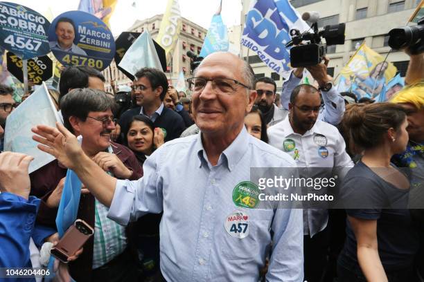 The candidate for the Presidency of Brazil, Geraldo Alckmin, participates in a walk with leaders in the center of Sao Paulo. October 05, 2018.
