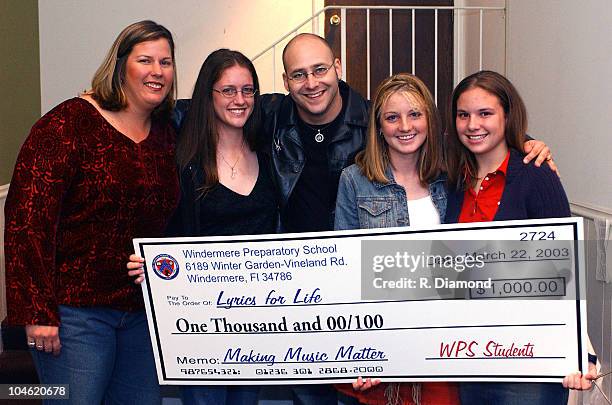 Windermere Prep.School check presentation to LFL Founder Ken Block of Sister Hazel.