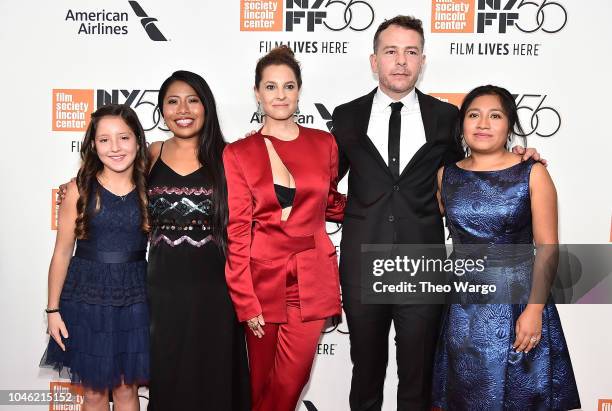 Daniela Demesa, Yalitza Aparicio, Marina de Tavira, Fernando Grediaga and Nancy Garcia attend the "ROMA" premiere during the 56th New York Film...