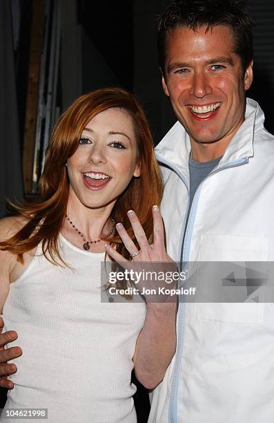 Alyson Hannigan & Alexis Denisof during "Buffy The Vampire Slayer" Wrap Party at Miauhaus in Los Angeles, California, United States.