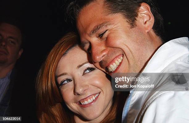 Alyson Hannigan & Alexis Denisof during "Buffy The Vampire Slayer" Wrap Party at Miauhaus in Los Angeles, California, United States.