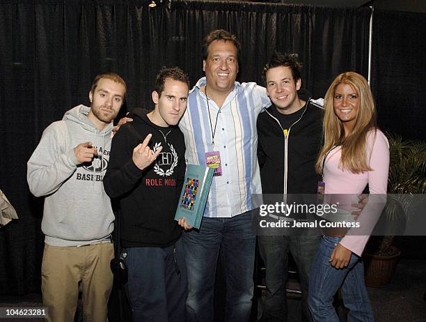 Sebastien Lefebvre, Chuck Comeau and Pierre Bouvier of Simple Plan with Dr. Gary