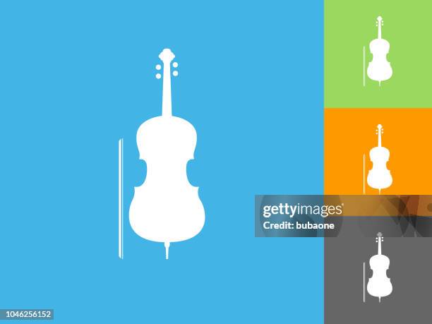 cello flat icon on blue background - cello stock illustrations