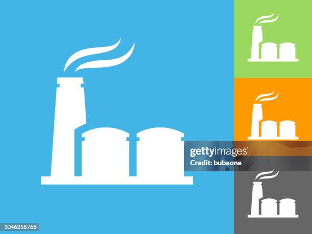 oil pump flat icon on blue background - hydraulic fracturing icons stock illustrations