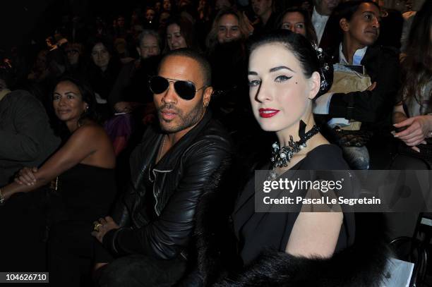 Lenny Kravitz and Dita Von Teese arrive for the Lanvin Ready to Wear Spring/Summer 2011 show during Paris Fashion Week at Halle Freyssinet on October...