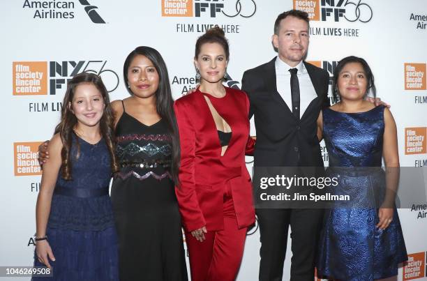 Actors Daniela Demesa, Yalitza Aparicio, Marina De Tavira Fernando Grediaga and Nancy Garcia attend the 56th New York Film Festival premiere of...