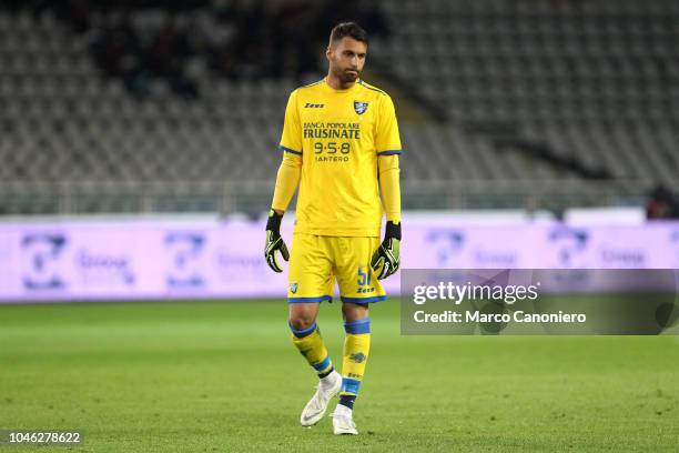 Marco Sportiello of Frosinone Calcio during the Serie A football match between Torino Fc and Frosinone Calcio. Torino Fc wins 3-2 over Frosinone...