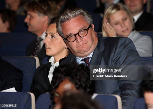 Princess Claire and Prince Laurent of Belgium watch a movie during the opening night of the 25th Festival International du Film Francophone at Cameo...