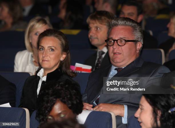 Princess Claire and Prince Laurent of Belgium watch a movie during the opening night of the 25th Festival International du Film Francophone at Cameo...