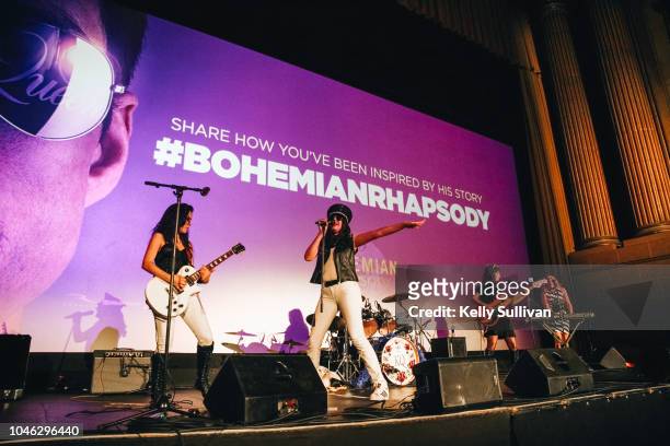 The Killer Queens, the world's only all-female Queen tribute band, perform at a special screening of "Bohemian Rhapsody" at the Castro Theatre on...