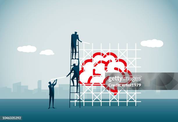 ilustraciones, imágenes clip art, dibujos animados e iconos de stock de cerebro - construction frame