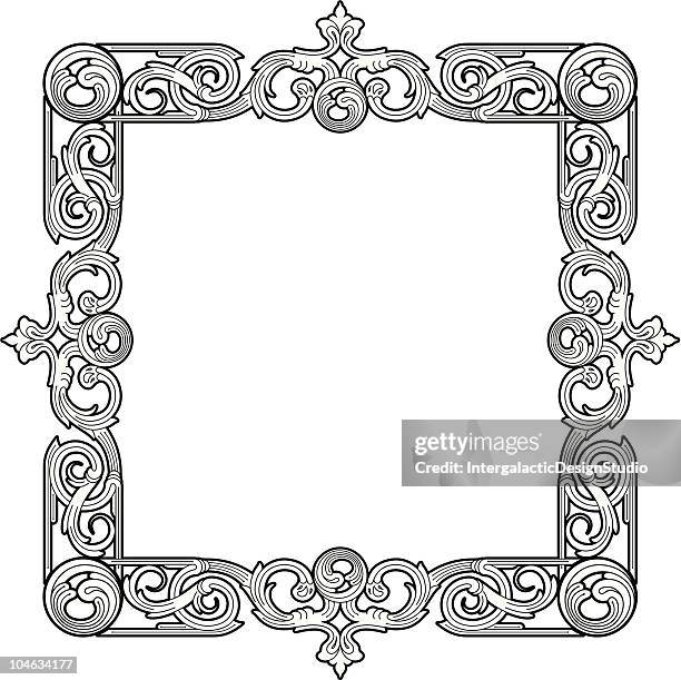 ornamental ironwork frame - wrought iron stock illustrations