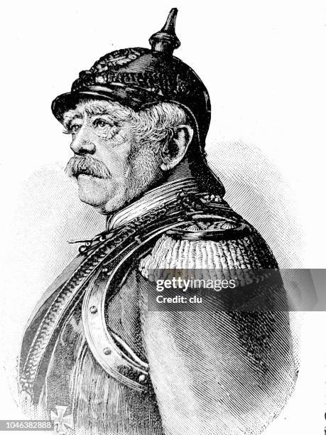 otto von bismarck, deutscher reichskanzler, 1815-1898 - armeehelm stock-grafiken, -clipart, -cartoons und -symbole