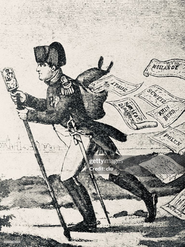 Caricatura de Napoleón del año 1813: Le Petit Courier du Rhin