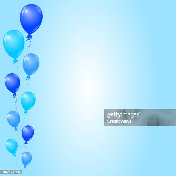 blue balloons on blue background, birthday card, party invitation card, banner - retirement invitation stock illustrations