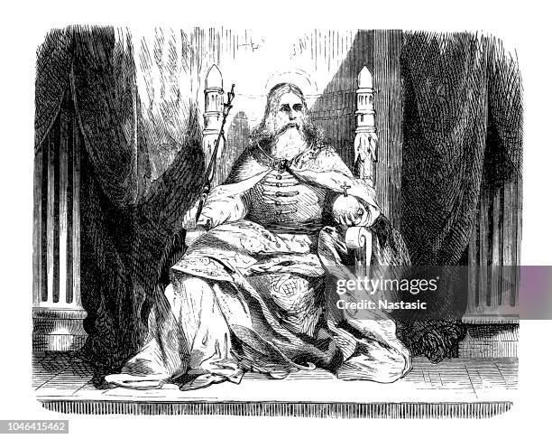 der heilige stephanus, der erste könig von ungarn (969-1038) - ungarische kultur stock-grafiken, -clipart, -cartoons und -symbole