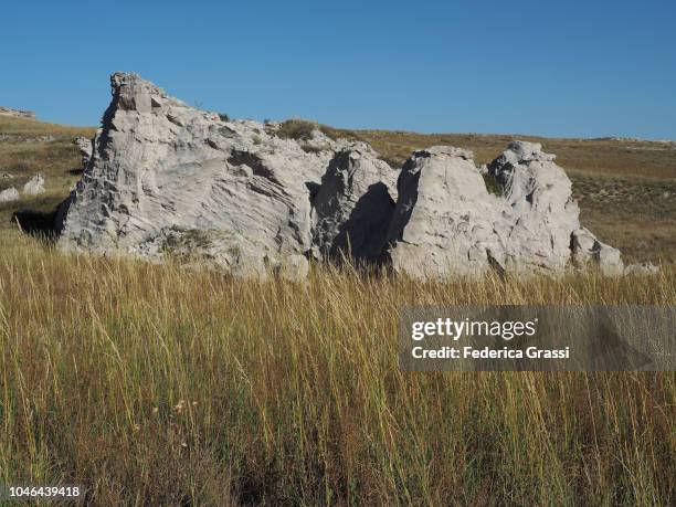 fossilized miocene sand dunes at agate fossil beds national monument, nebraska - miocene stock pictures, royalty-free photos & images