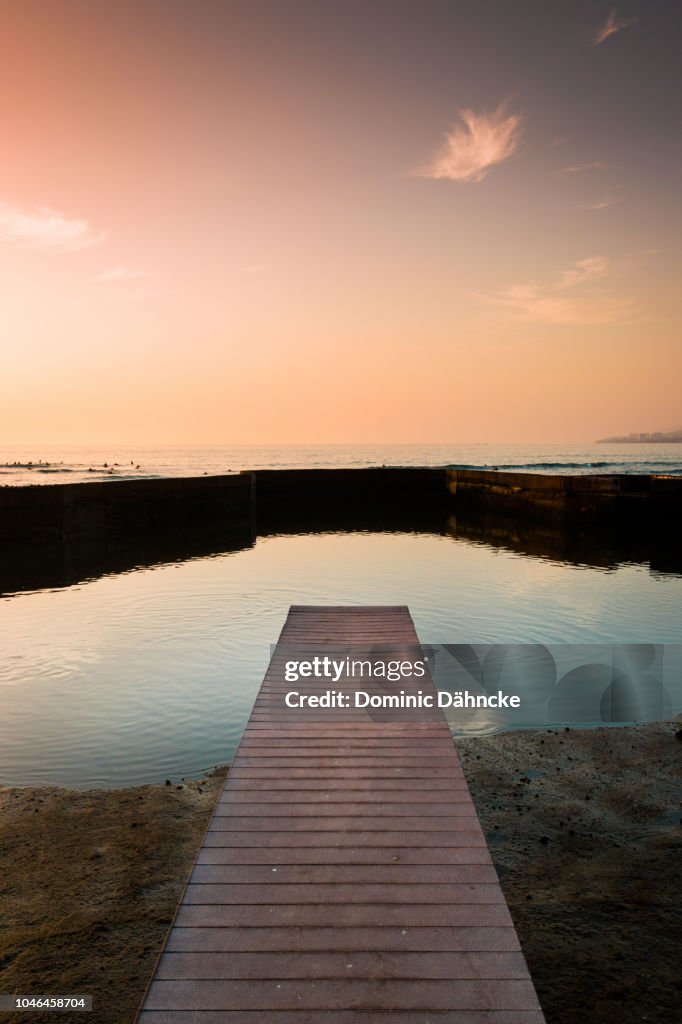 Beach Ramp With Sunset Colors In Arona Town South Of Tenerife Canary ...