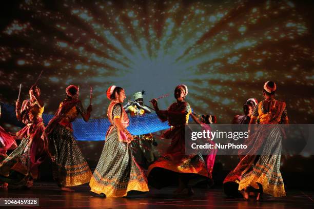 Gujarati dancers perform a traditional Garba dance in Toronto, Ontario, Canada, on September 8, 2018.