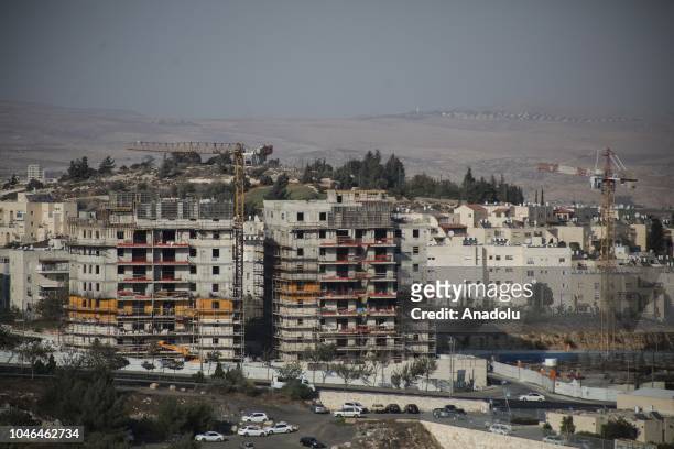 View of construction works in Pisgat Ze'ev, a Jewish settlement in East Jerusalem and the largest residential neighborhood in Jerusalem with a...