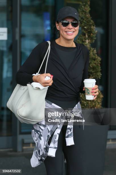 Strictly Come Dancing's Kate Silverton leaves the hotel on October 06, 2018 in London, England.