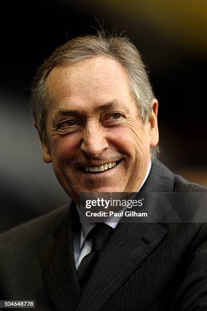 Manager Gerard Houllier of Aston Villa looks on prior to the Barclays Premier League match between Tottenham Hotspur and Aston Villa at White Hart...