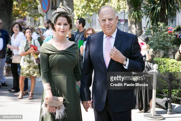Esther Dona and Marquis of Grinon Carlos Falco attend the Fernando Fitz-James Stuart and Sofia Palazuelo Wedding at Liria Palace on October 6, 2018...
