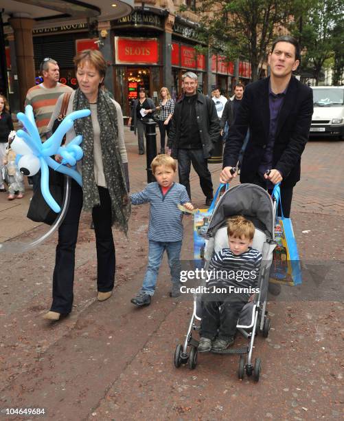 David Miliband, wife Louise Shackelton and sons Isaac and Jacob sighted on October 2, 2010 in London, England.