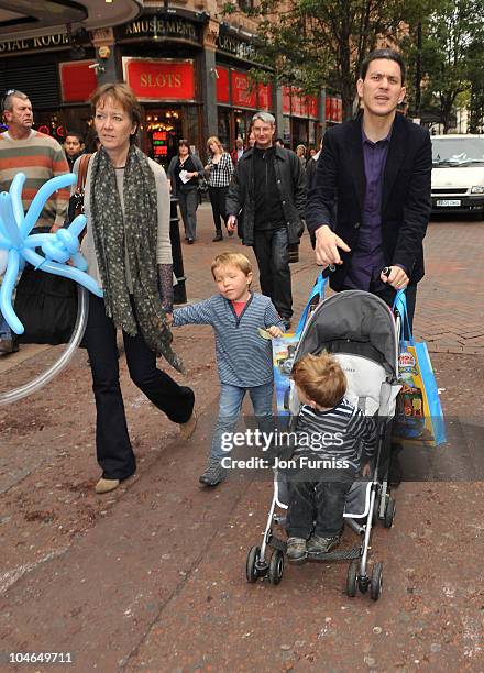 David Miliband, wife Louise Shackelton and sons Isaac and Jacob sighted on October 2, 2010 in London, England.