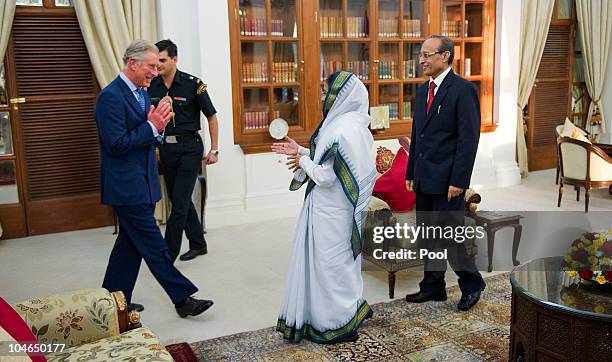 Prince Charles, Prince of Wales meets the President of India Her Excellency Pratibha Devisingh Patil and her husband Dr. Devising Ramsingh Shekhawat...