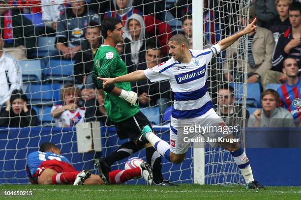 Adel Taarabt of Queens Park Rangers celebrates scoring the opening goal during the npower Championship match between Crystal Palace and Queens Park...