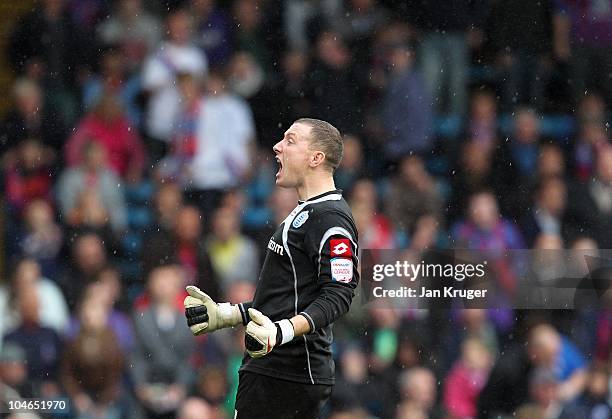 Paddy Kenny, Goalkeeper of Queens Park Rangers celebrates at the final whistle during the npower Championship match between Crystal Palace and Queens...