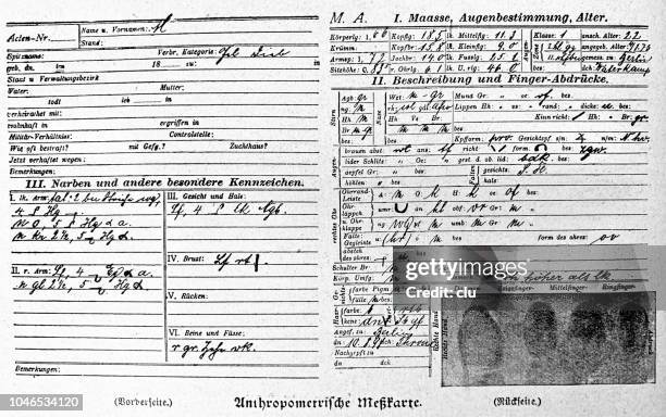 illustrations, cliparts, dessins animés et icônes de données personnelles d’un criminel - le document résumé - malfaiteur