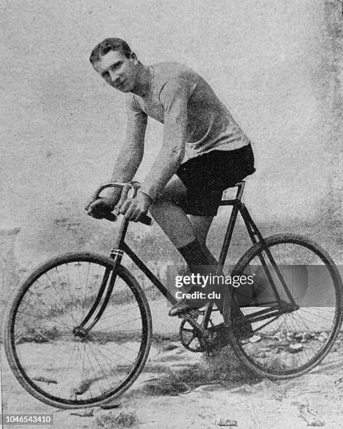 fritz opel, bicycle racer long distances - old bicycle stock illustrations