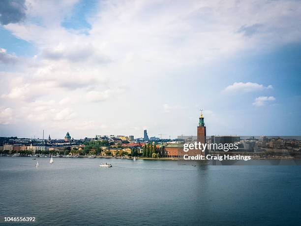 shot of stockholm sweden skyline showing traditional city centre building - stockholm skyline stock pictures, royalty-free photos & images