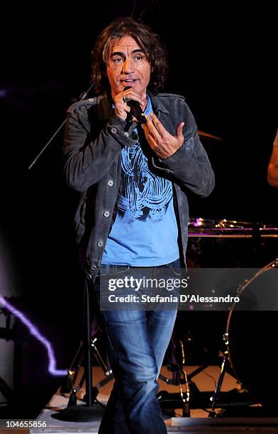 Luciano Ligabue performs during 'Che Tempo Che Fa' Italian Tv Show held at Rai Studios on October 2, 2010 in Milan, Italy.