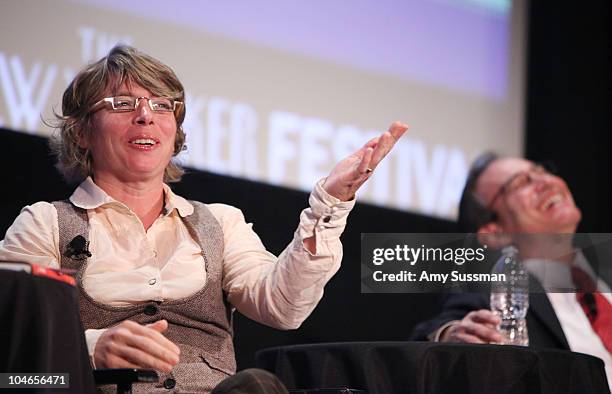Professor of American History at Harvard Jill Lepore speaks at "Tea Party" a panel discussion at the 2010 New Yorker Festival at DGA Theater on...