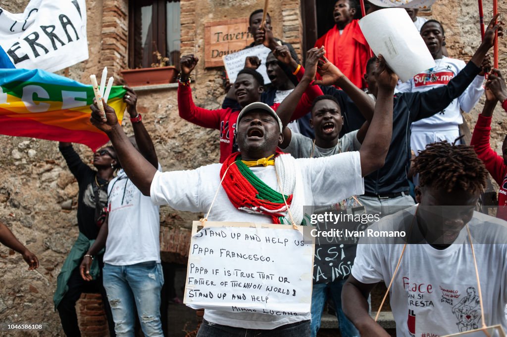 Demonstrators Support Mayor Arrested On Suspicion Of Arranging Marriages For Migrants