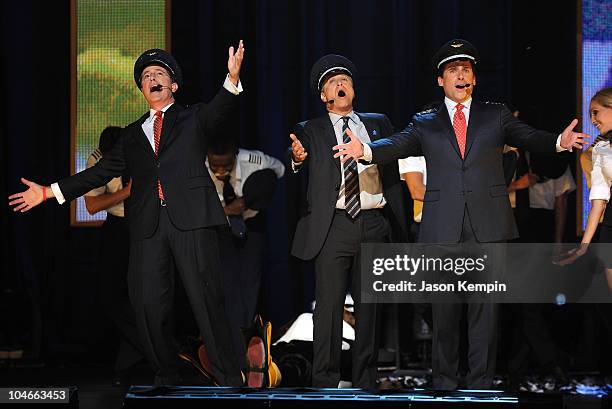 Stephen Colbert, Jon Stewart and Steve Carell perform onstage at Comedy Central's Night Of Too Many Stars: An Overbooked Concert For Autism Education...