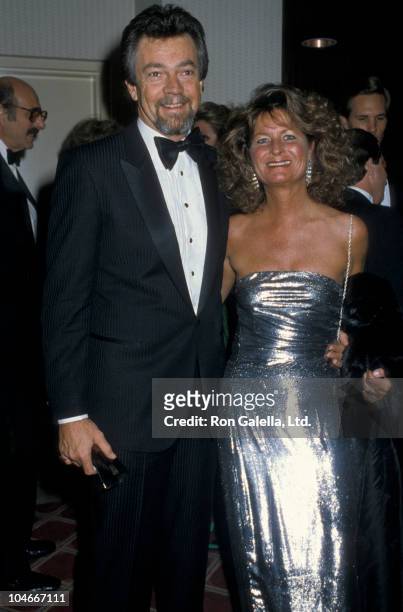 Producer Stephen Cannell and wife Marcia Finch attending "NBC TV Affiliates Dinner" on December 11, 1986 at the Century Plaza Hotel in Century City,...