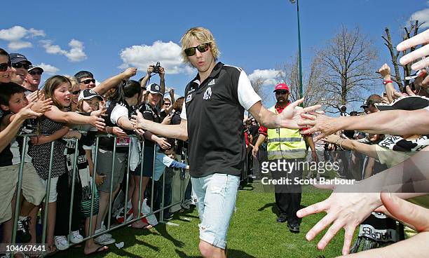 Dale Thomas of the Magpies leaves the Collingwood Magpies AFL Grand Final reception at Gosch's Park on October 3, 2010 in Melbourne, Australia. The...
