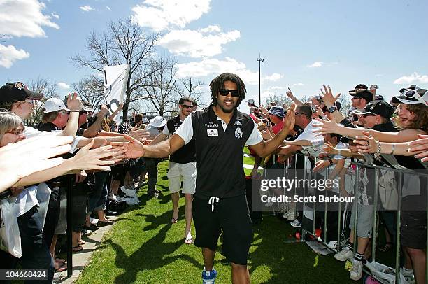 Harry O'Brien of the Magpies arrives at the Collingwood Magpies AFL Grand Final reception at Gosch's Park on October 3, 2010 in Melbourne, Australia....