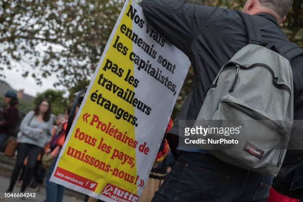 Demonstration to support Aquarius in Nantes, France, on 6 October 2018. 500 people dressed in orange demonstrated in Nantes to support the Aquarius,...