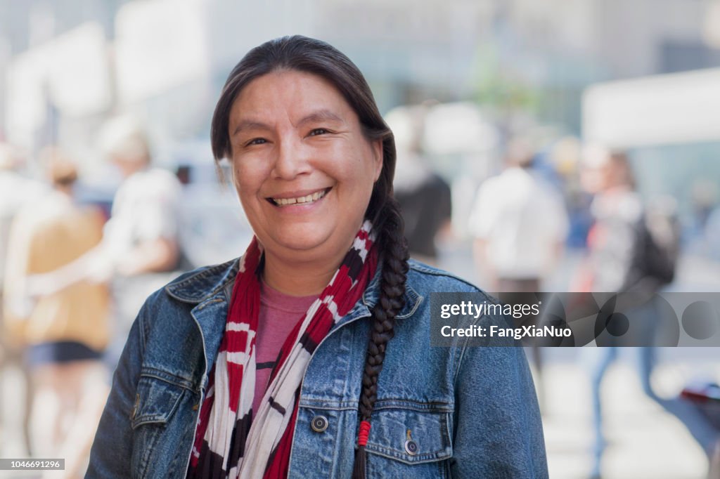 Native American lady street portrait