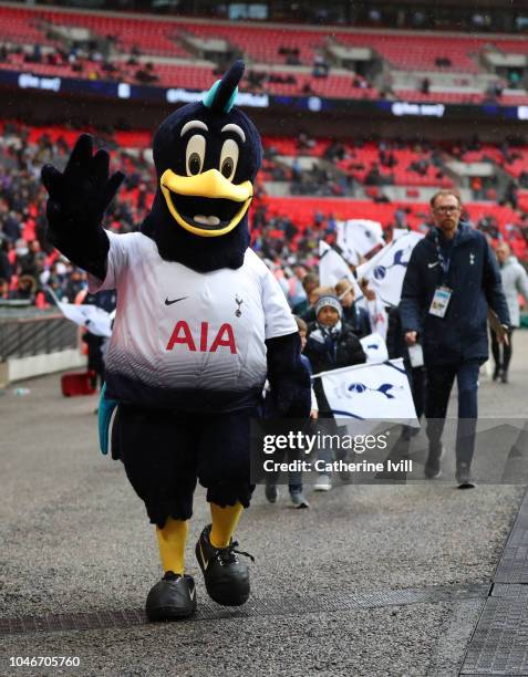 Chirpy mascot of Tottenham Hotspur before the Premier League match between Tottenham Hotspur and Cardiff City at Wembley Stadium on October 6, 2018...