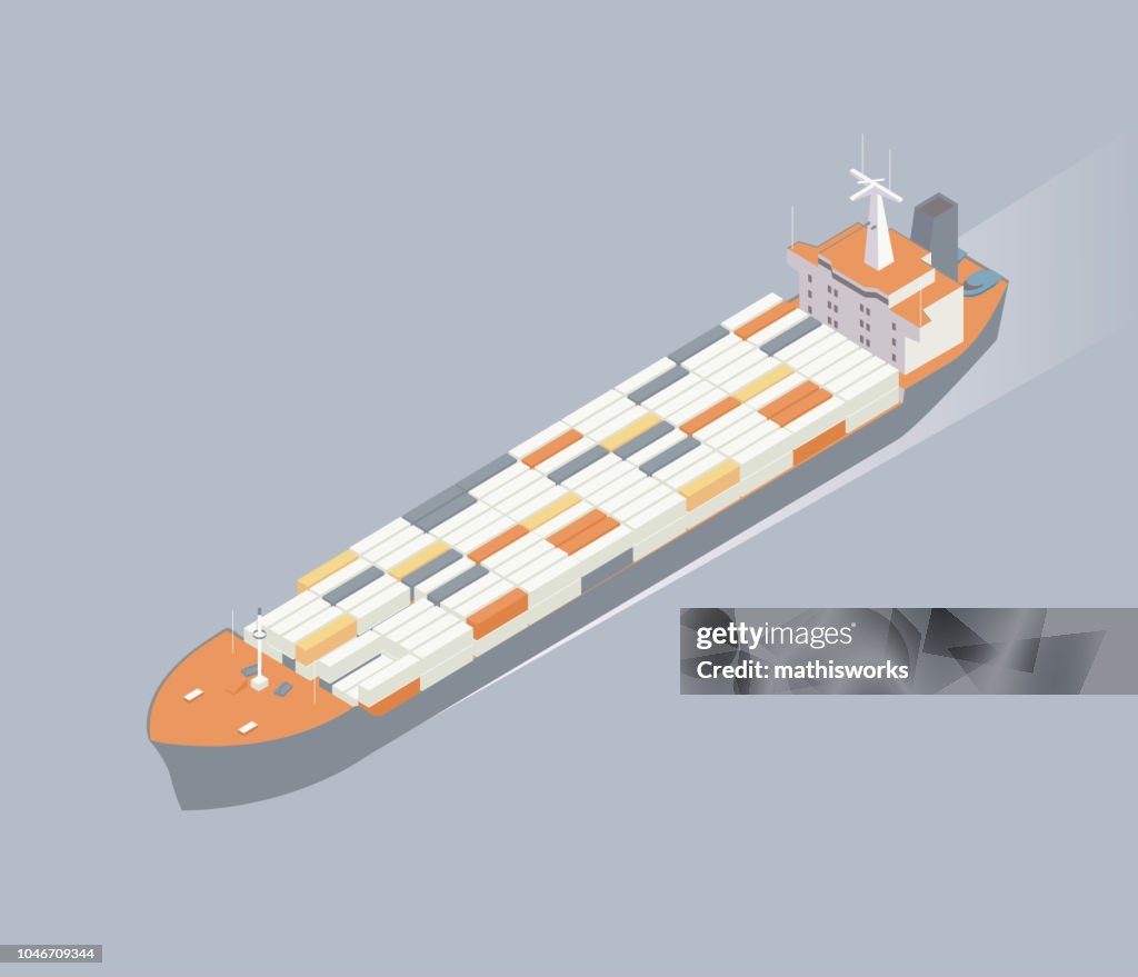 Container Isometric Isometric Container Ship Illustration High-Res Vector Graphic - Getty ...