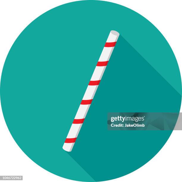 illustrations, cliparts, dessins animés et icônes de icône de paille plate - paille pour boire